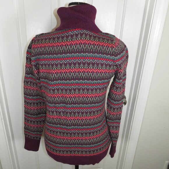 L.L. Bean Women’s Purple Cotton Cashmere Fair Isle Turtleneck Sweater Medium-Reg - Picture 5 of 8